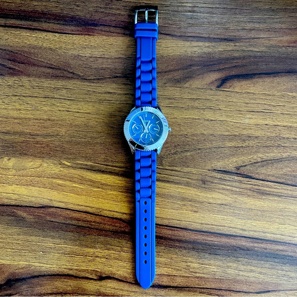 Women’s Fossil Watch ES2872 Silicone Blue 18mm watch strap